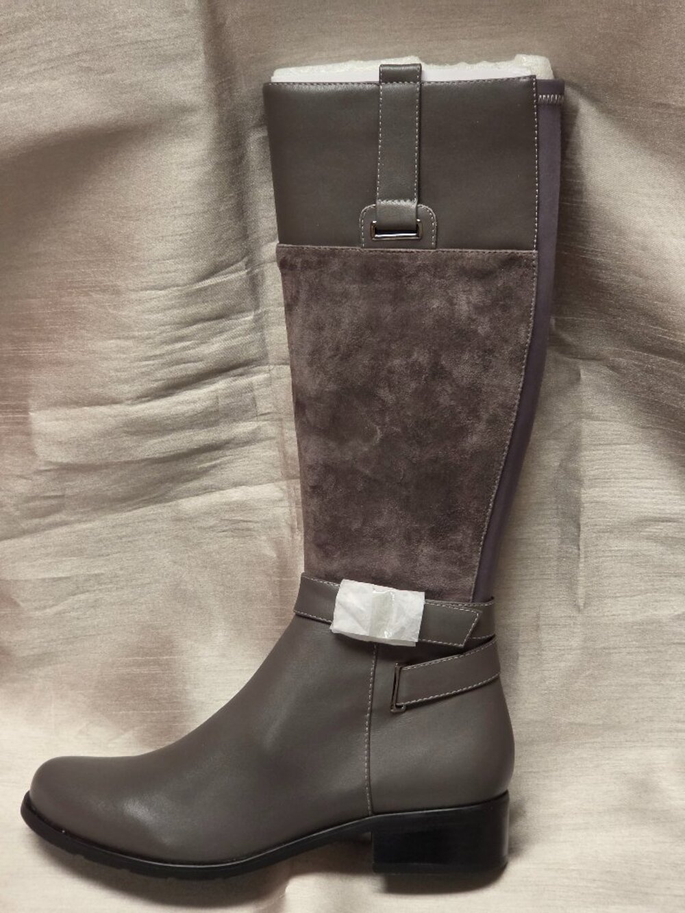 Solemani Gaba Leather & Suede Riding Boots Women slim Calf Zipper Boots Size 8.5